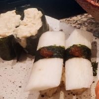 Yuba and Japanese yam sushi at Mawaranai Kaiten Sushi-Ichizyu in Chiba