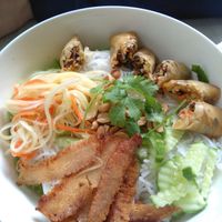 Spring rolls noodle at BamBoo Vegan in Nha Trang