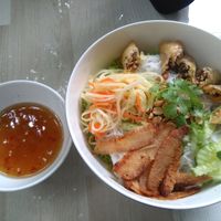 Spring rolls noodle with sauce at BamBoo Vegan in Nha Trang