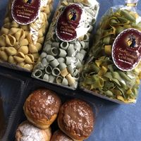 pasta and donuts haul at Radha Govinda in Ljubljana