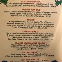 Seafood menu for pescas at The Mex in Ellsworth
