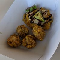 Sampler avocado toast and mofungo balls at Tropicaleo in Birmingham