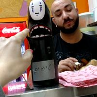 they have no face from spirit away as there tip machine, how cute at The Sabich in Afula