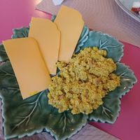 Extra vegan cheese and tofu scramble at Veg & Tal in Sines