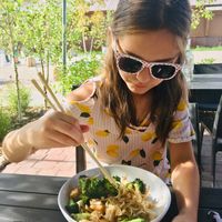 Kid’s tofu noodles made vegan at Teton Thai in Driggs