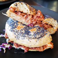 BBQ Jackfruit Bagel at Charlie's Coffee Bar in Hilton