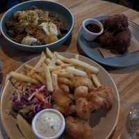 Beer battered cauliflower (salt+vinegar, tartare sauce, lemon) $26.00 at The Carringbush Hotel in Abbotsford