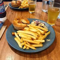 YAY! Foods vegan pepper steak pie and chips with slaw at The Carringbush Hotel in Abbotsford