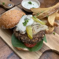 Lentil burger  at Coco Calala in Leon