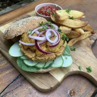Chickpeas burger  at Coco Calala in Leon