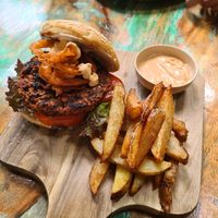 Nica burger at Coco Calala in Leon