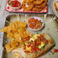 Burrito and onion rings(ask for it) at Coco Calala in Leon