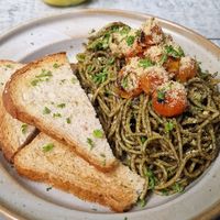 Pesto pasta at Coco Calala in Leon