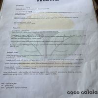 Menu  at Coco Calala in Leon