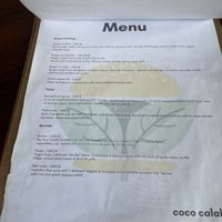 Menu  at Coco Calala in Leon