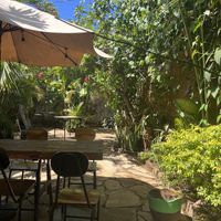 Some of their beautiful outdoor seating!  at Coco Calala in Leon