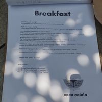 Breakfast menu at Coco Calala in Leon