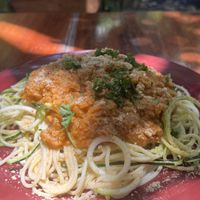 Lentils and zucchini pasta.  at Coco Calala in Leon