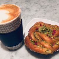 Coffee with pistachio roll at Gateau in Stockholm