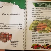 Other vegan options throughout the menu at Tevy's Place in Siem Reap