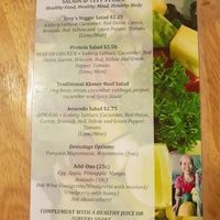 One part of the menu at Tevy's Place in Siem Reap