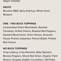 Vegan menu  at Burgatory in Homestead