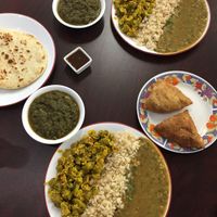 All vegan: air fried samosas, saag, daal, naan, and more   at Aqua Vita Kitchen in Tucson