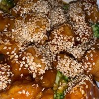 Vegetarian (vegan) sesame chick’n and general tso’s (mix the two together)  at Red Chopstick in Massapequa