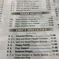 THEY’VE LABELED THEIR VEGAN OPTIONS. at Red Chopstick in Massapequa
