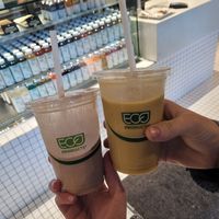 Strawberry Hemp & Mango smoothies at Glory Juice - Yaletown in Vancouver