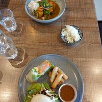 Green curry and a veg platter  at Green Bamboo in Nelson