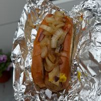 Field Roast dog fried onions at Pip's Dock Street Dogs in Annapolis