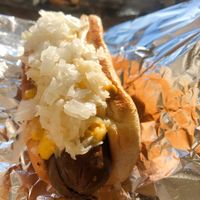 Vegan dog at Pip's Dock Street Dogs in Annapolis