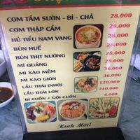 Menu at Phuong Tinh in Ho Chi Minh City