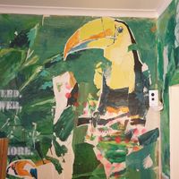 Beautiful interior wall art at Kong - Food Made With Compassion in Lisbon