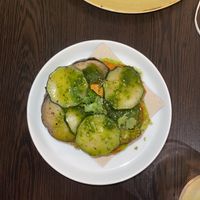 Bruschetta- red pesto, green pesto, courgette and aubergine  at Kong - Food Made With Compassion in Lisbon