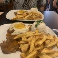 vegan steak, vegan egg and chips   at Kong - Food Made With Compassion in Lisbon