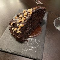 Dessert of chocolate hazelnut cake. So good  at Kong - Food Made With Compassion in Lisbon