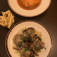 Sandwich and happy octopus (we did not eat the fries)  at Kong - Food Made With Compassion in Lisbon