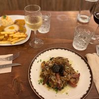 Vegan Bitoque & Happy Octopus a la Polvo a Lagareiro...fantastic at Kong - Food Made With Compassion in Lisbon