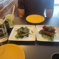 Bruschetta (left) and croquettes (right)  at Kong - Food Made With Compassion in Lisbon