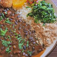 Dish of the day- Brazilian feijoada. Including fried banana at Kong - Food Made With Compassion in Lisbon