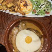 Bitoque – seitan steak, egg, sauce and sides  at Kong - Food Made With Compassion in Lisbon