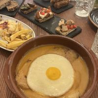 Bitoque up front, croquettes in the back   at Kong - Food Made With Compassion in Lisbon