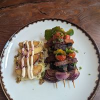 Espedadas (Portuguese skewers with migas) at Kong - Food Made With Compassion in Lisbon