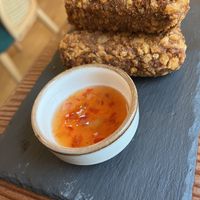 One of the starters, cheesy sausagey things  at Kong - Food Made With Compassion in Lisbon