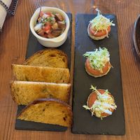 Octopus’ salad and bruschetta   at Kong - Food Made With Compassion in Lisbon