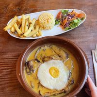 Bitoque (seitan steak with mustard sauce)  at Kong - Food Made With Compassion in Lisbon