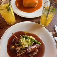 Francesinha (traditional portugal sandwich) & seitan “ribs"  at Kong - Food Made With Compassion in Lisbon