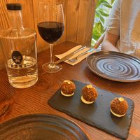 Croquettes and Kong wine   at Kong - Food Made With Compassion in Lisbon